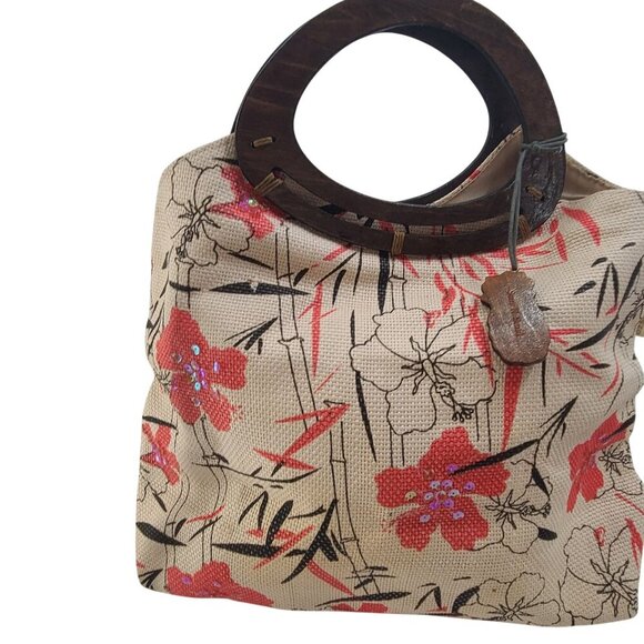 Sun N' Sand Women's Handbag Floral Cream  Pink One Size Woodhandel - Picture 4 of 10